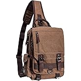 El-fmly Canvas Cross Body Messenger Bag for Men Women Sling Shouler Backpack Travel Rucksack