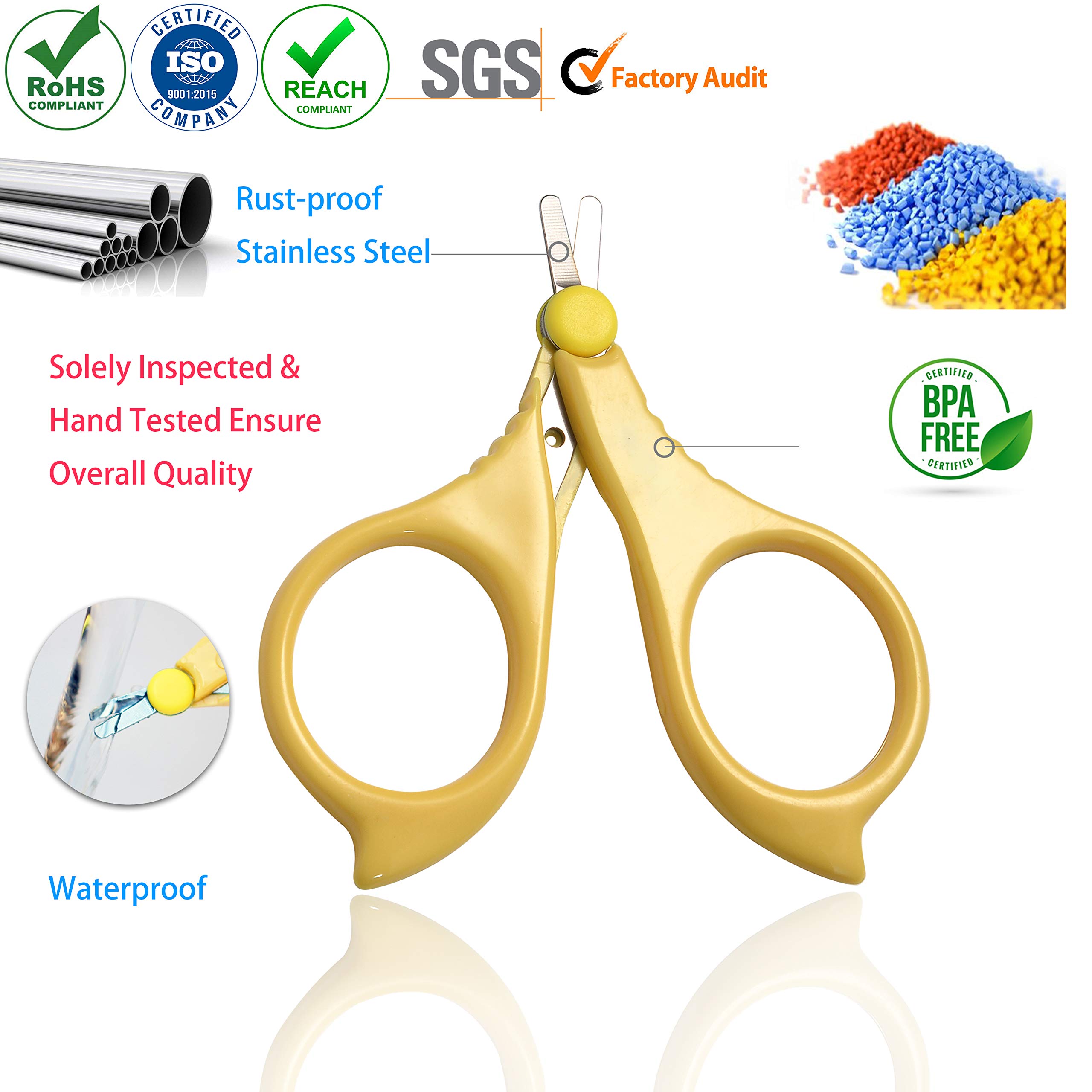 PAFASON Baby Round Tip Safety Manicure Nail Scissors and Baby Glass Nail File Set, Stainless Steel, Czech Float Glass, Ideal Shower Gift for Infant, Newborns, Babies Toddlers