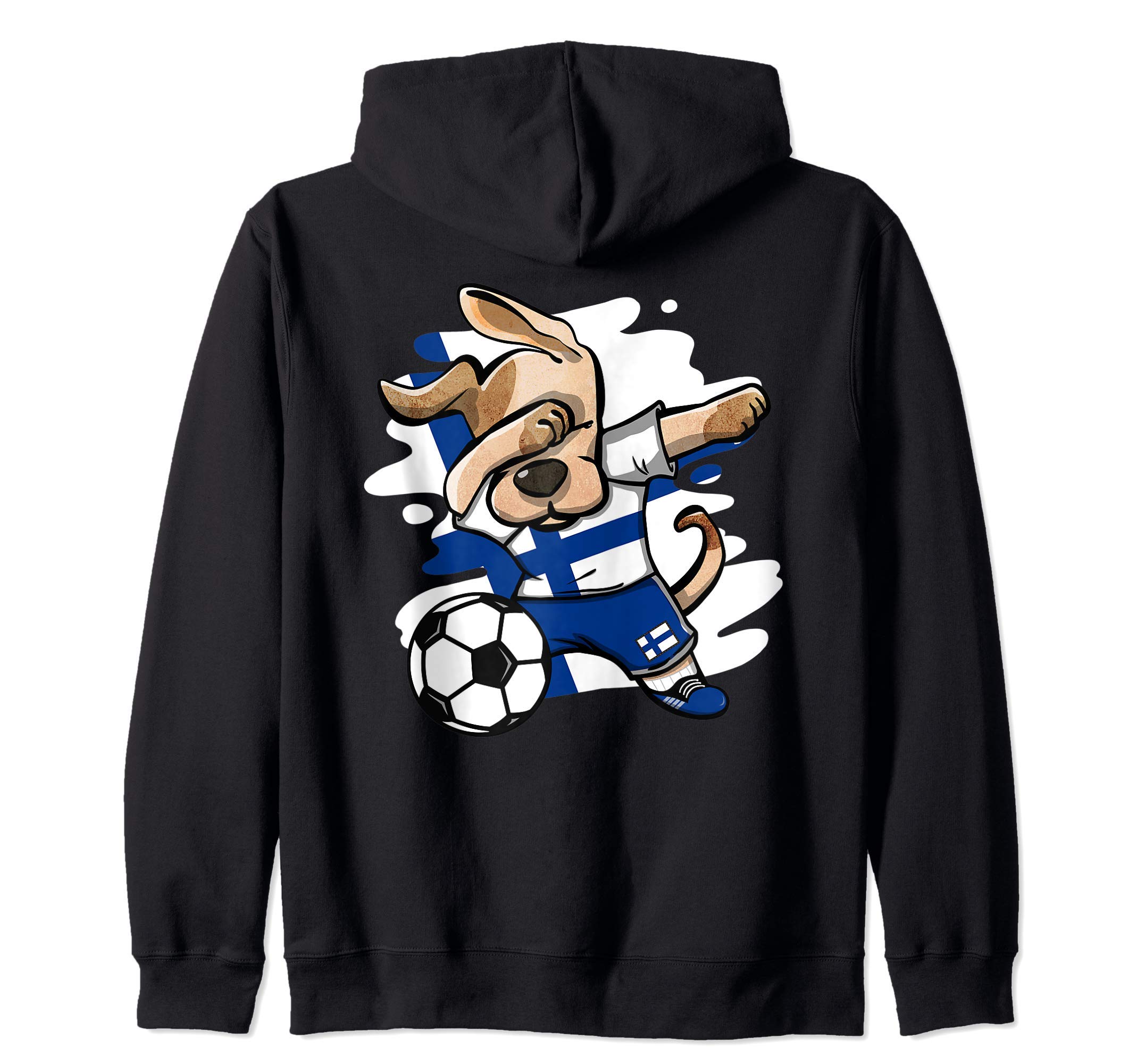 Dabbing Dog Finland Soccer Fans Jersey Finnish Flag Football Zip Hoodie