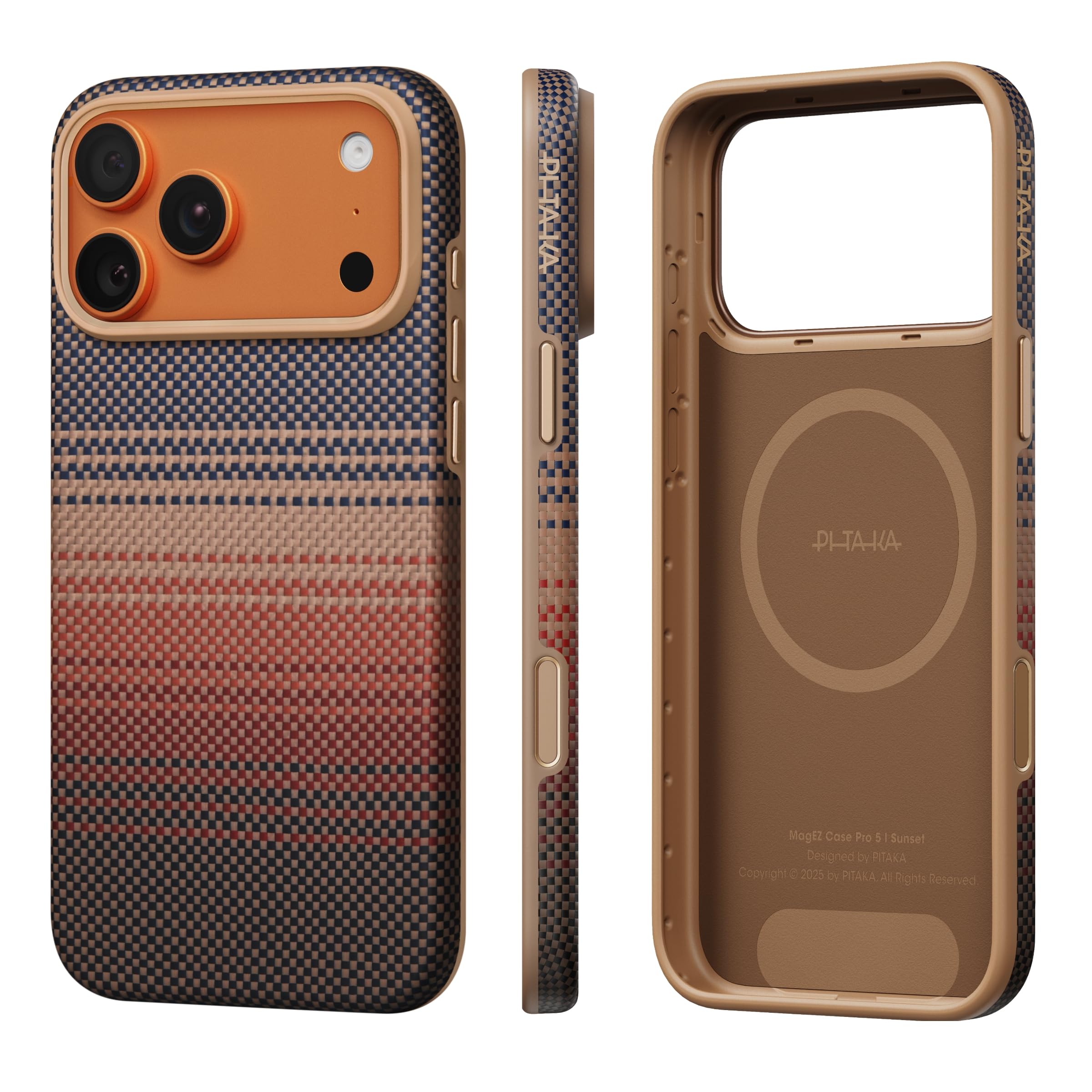 pitaka for iPhone 17 Pro Max Case 6.9" with Camera Control Button, Tough Yet Elegant, Compatible with MagSafe, Aramid UltraGuard - Sunset