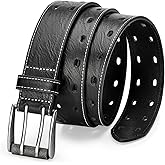 CHXRRPGC Men Classic Double Prong Belt Fashion Casual Heavy Duty Work Faux Leather Belts For Jeans Pants