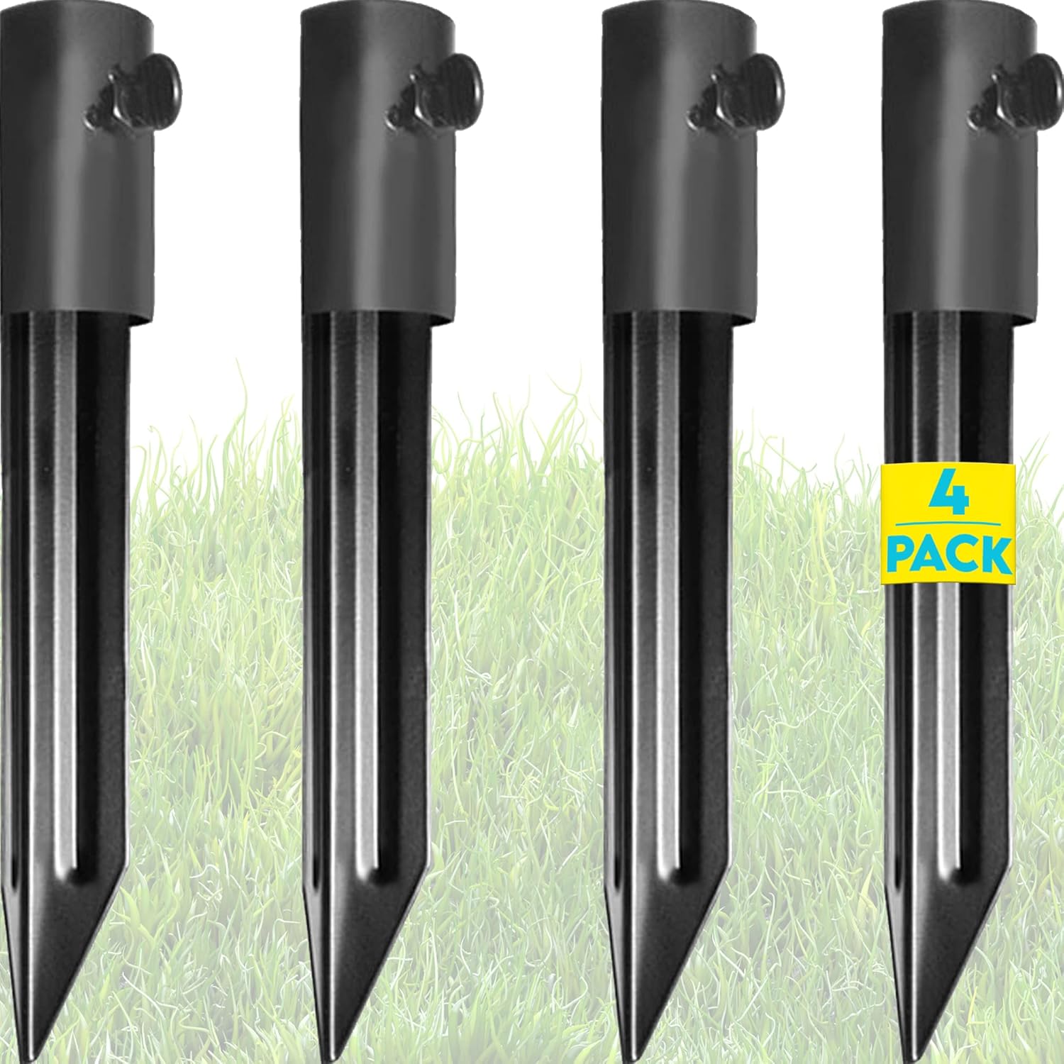Flagpole Hardware - Steel Torch Stakes, 4-Pack, Compatible with Many Brands, Outdoor Torch Stand Stake for Freestanding Poles, Umbrellas, Flagpoles, Fishing Rods
