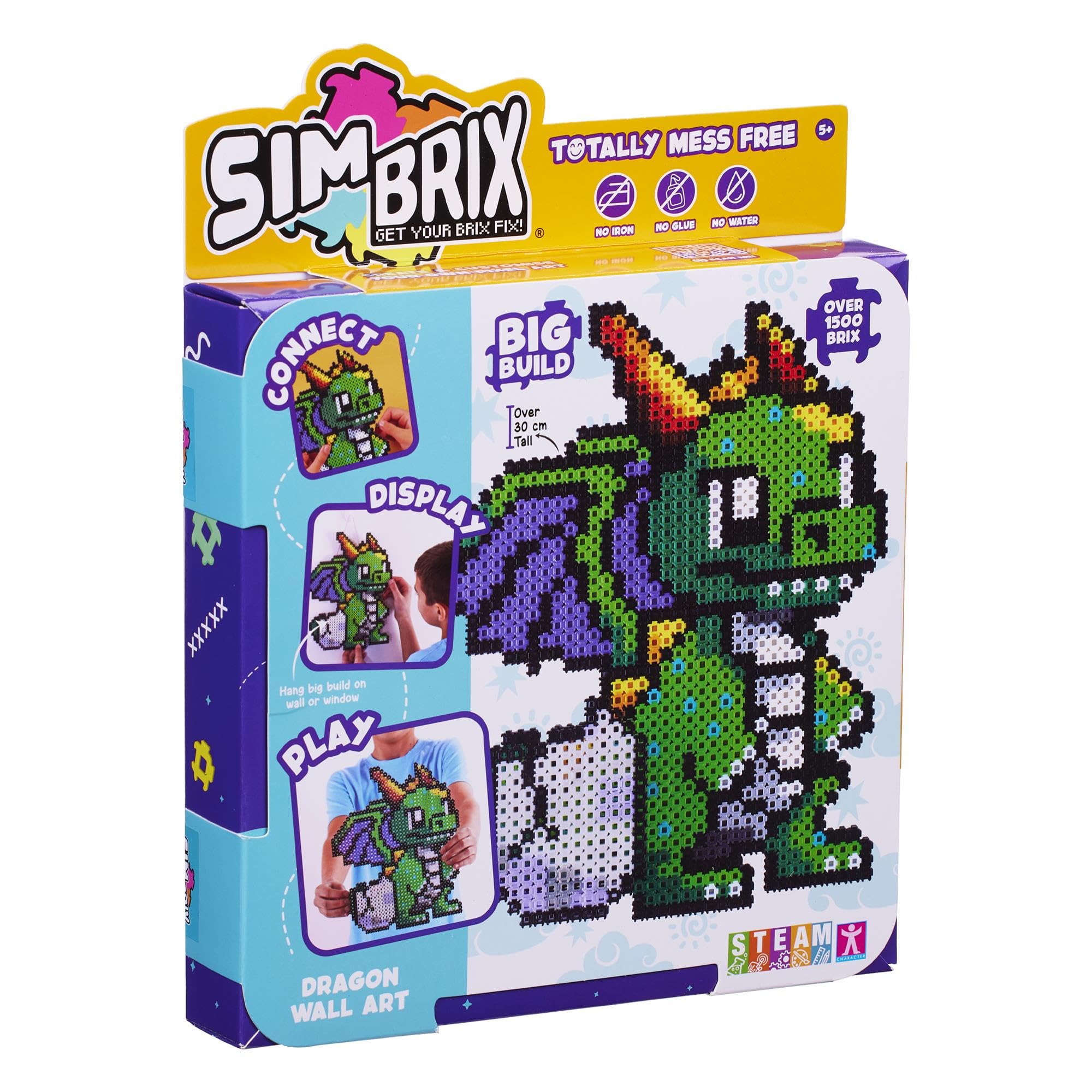 Simbrix Big Builds Dragon 1500+ brix Arts and crafts toys for boys and girls Pixel wall art and 3D display
