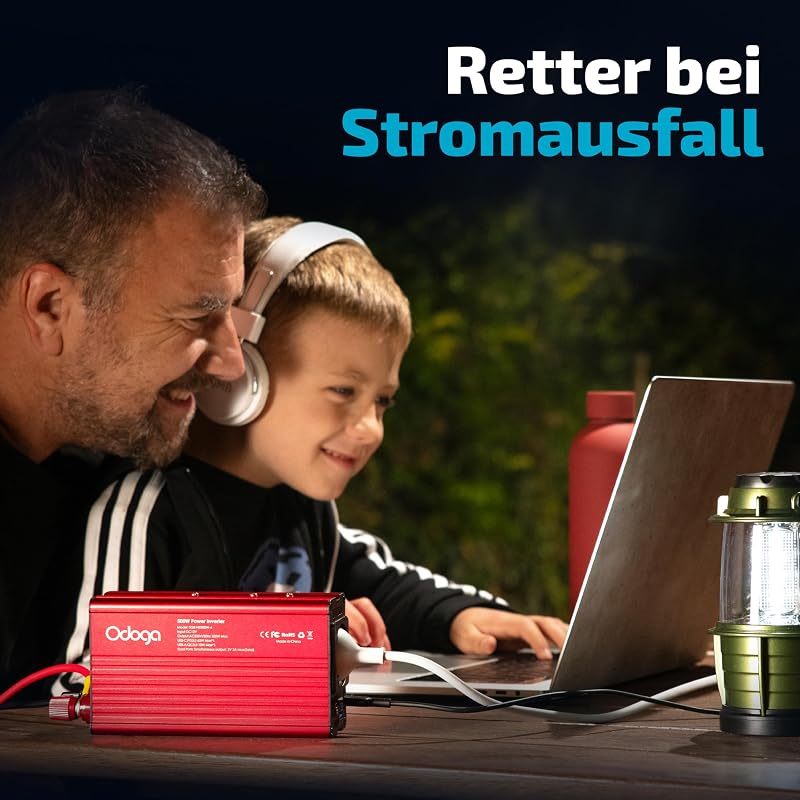 Stromumwandler 12V auf 230V 500W – Wechselrichter mit 3A USB-A & USB-C