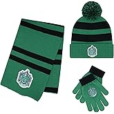 Harry Potter Winter Hat and Gloves with Set, Gryffindor, Slytherin, Hufflepuff, Ravenclaw, Winter Set 5-13 Year Olds