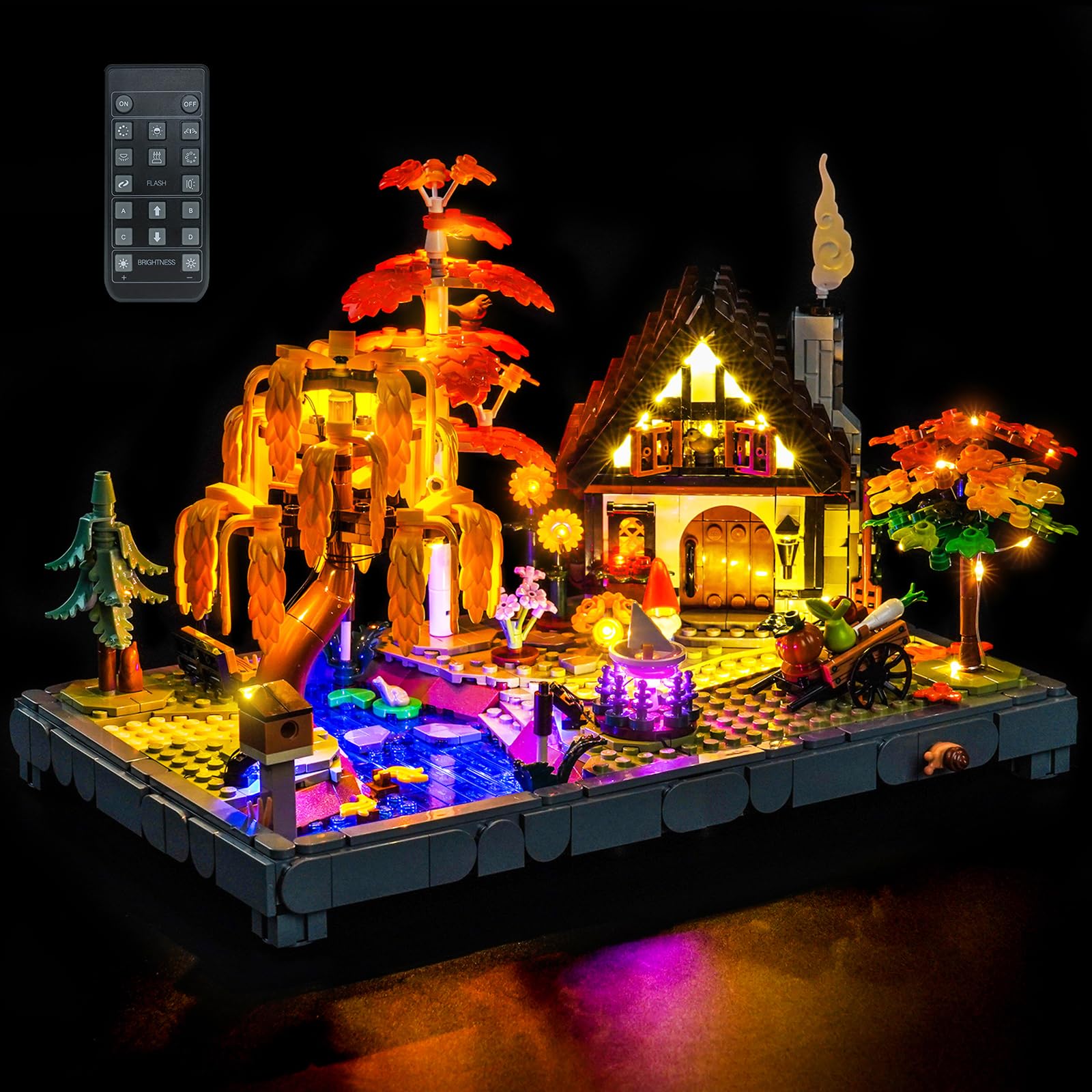 LocoLee RC Led Light Set Compatible with Lego 11372 Autumn Cottage Garden Led Decoration Lighting Kit Compatible with Lego Icons 11372 Building Blocks Model,Only Lights Set,No Model