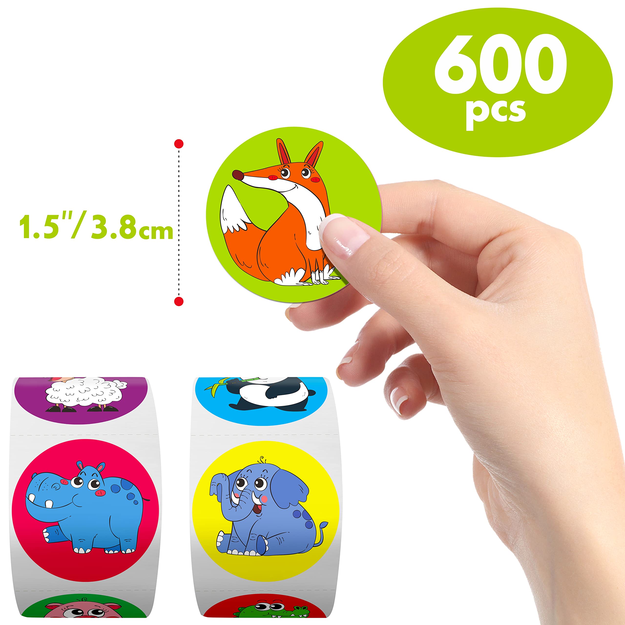 600 PCS Cartoon Animal Stickers Party Decoration Teacher Reward Encouragement Motivational Decals 16 Designs Value Pack (Each Measures 1.5