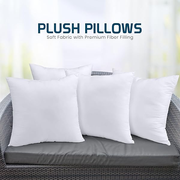 UTOPIA BEDDING THROW PILLOWS (SET OF 4, WHITE) – 22 X 22 INCHES DOWN ALTERNATIVE PILLOWS FOR BED, SOFA, AND COUCH – FLUFFY DECORATIVE STUFFER PILLOW FOR INDOORS & OUTDOORS