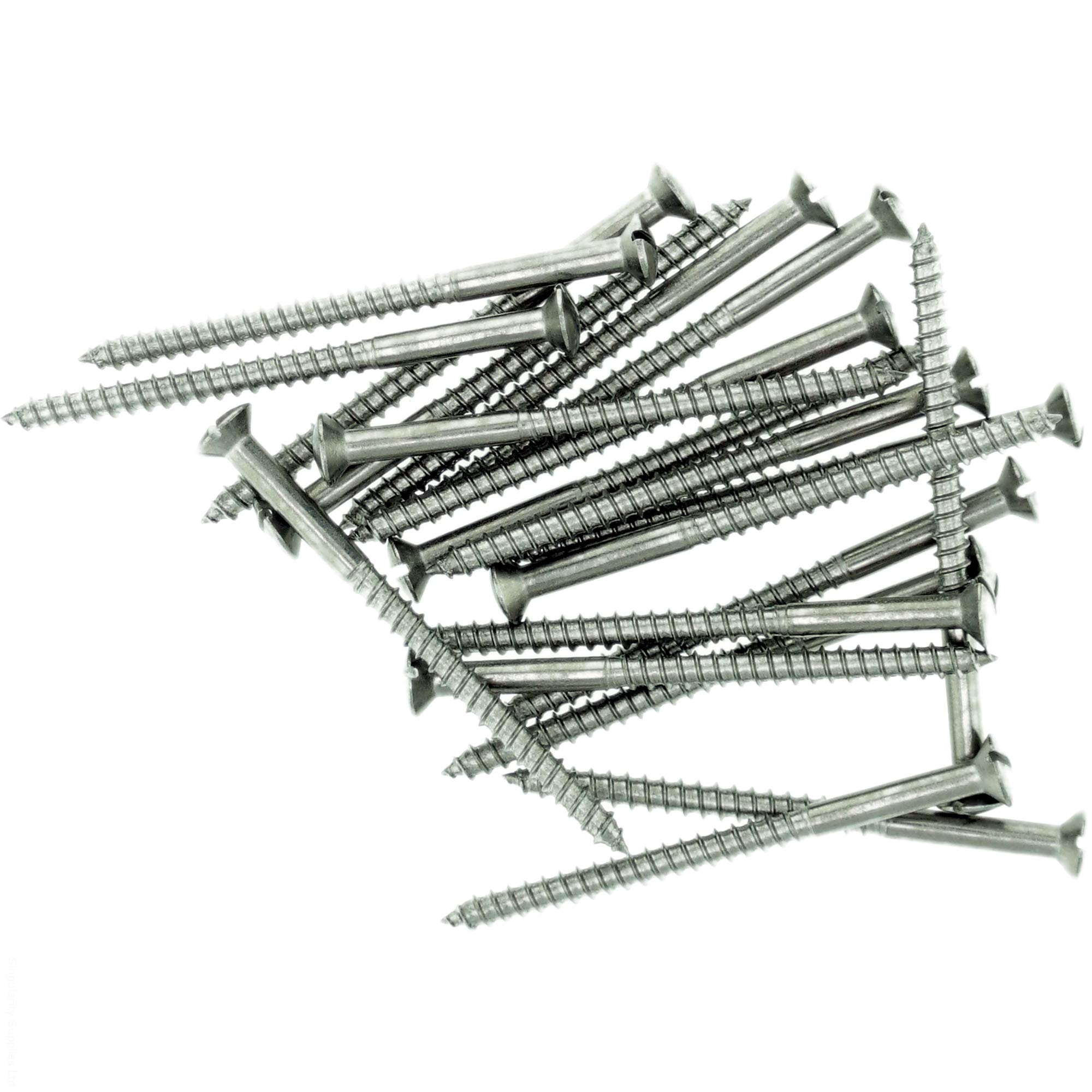 No.14 x 0.78 (6.0mm x 20mm) Slot Raised Countersunk Wood Screw - Stainless Steel (A2) (Pack of 20)