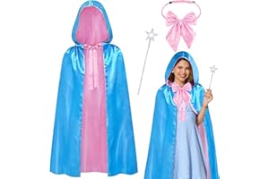 Horolam Fairy Godmother Costume Set, Fairy Costume Accessories with Blue Fairy Hooded Cloak Bow Tie Star Stick for Women