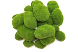 YOOHUA 30PCS 3 Size Artificial Moss Rocks Decorative, Green Moss Balls,Moss Stones, Green Moss Covered Stones, Fake Moss Decor for Floral Arrangements, Fairy Gardens and Crafting