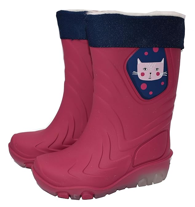 WALKX Regenstiefel Gummistiefel gefüttert Blinkfunktion 22 23 24 25 26 27 28 29 Pink