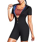 Junlan Waist Trainer Sauna Suit for Women Ribbed Full Body Sweat Suit Shirt