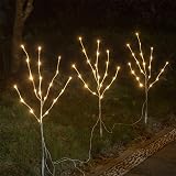 Eambrite 3 Pack White Birch Twig Lights 60 LED Pathway Stakes Outdoor Indoor view 2