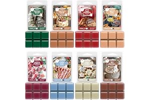 ARVIDSSON Winter Scented Wax Melts, Holiday Soy Wax Cubes for Wax Warmer, Strong Scent Fragrance Wax Tarts, Candle Melts Gift Set, Apple Cinnamon, Christmas Wreath, Gingerbread, Candy Cane, Cranberry