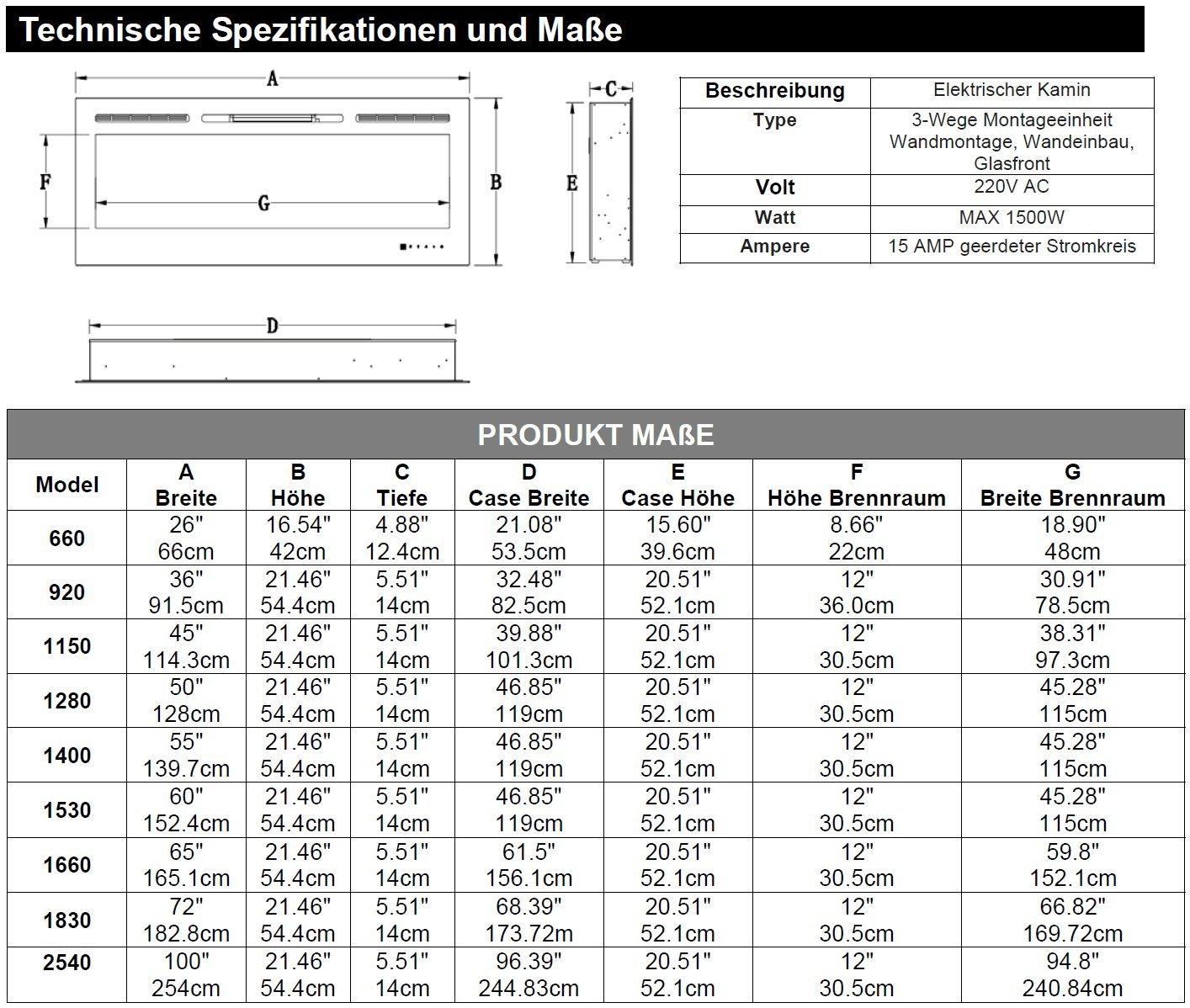 Noble Flame Paris 1150 115 Cm 45 rdquo Elektrokamin Wandkamin Kaminofen