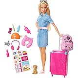 Amazon Com Barbie Daisy Doll Pink Hair Curvy With Kitten Guitar Opening Suitcase Stickers And 9 Accessories For 3 To 7 Year Olds Amazon Exclusive Toys Games