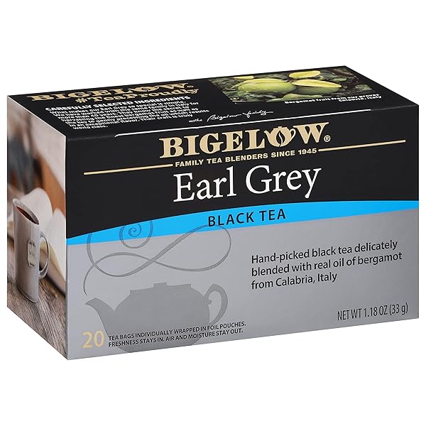 BIGELOW EARL GREY FLAVORED BLACK TEA, KOSHER, 20 BAGS, 1.18 OUNCES (PACK OF 6)