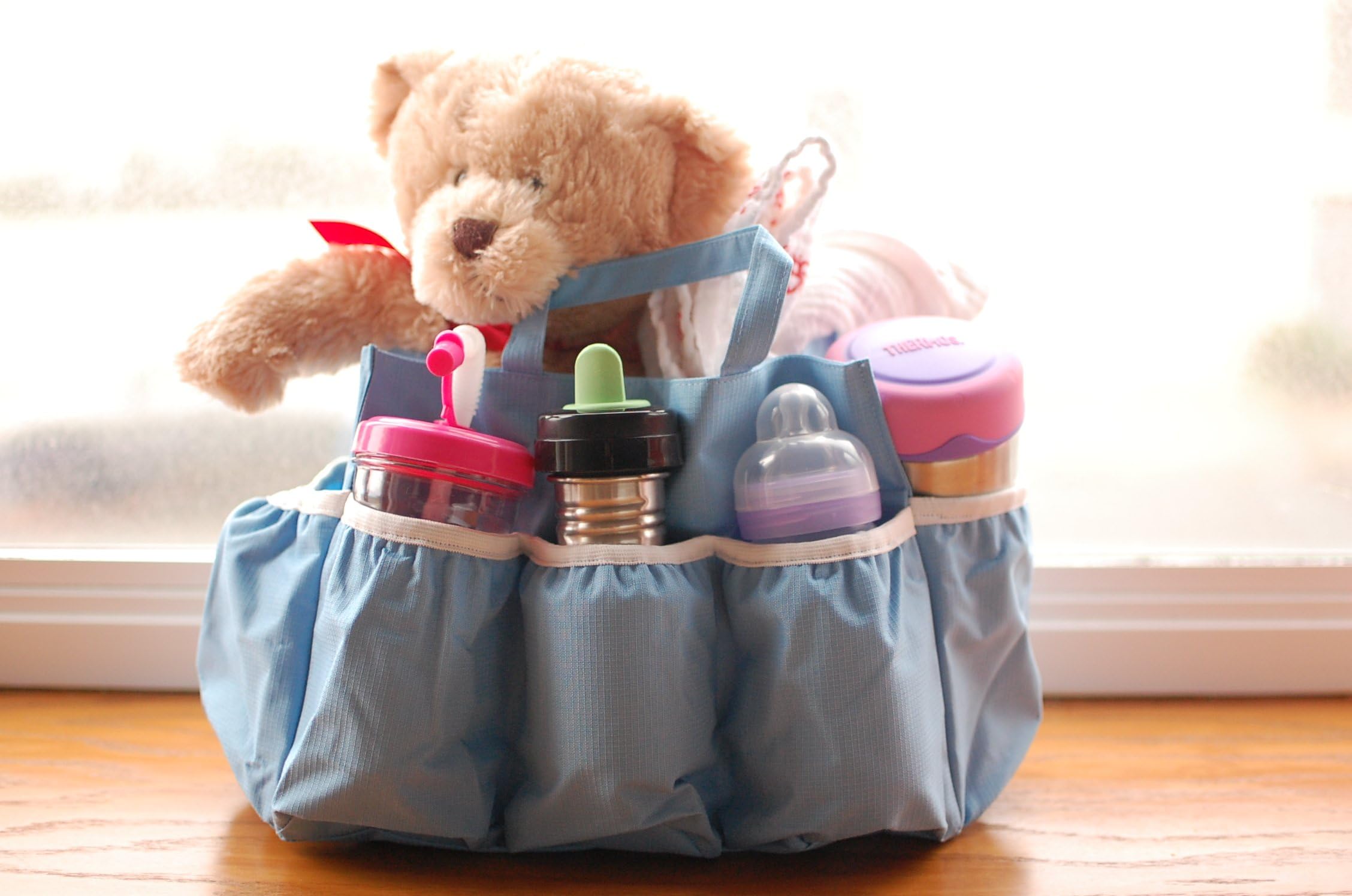 Diaper Bag Insert - Bag Organizer Blue and Pink DIMENSIONS: L: 14 INCHES H: 9 INCHES D: 4 INCHES