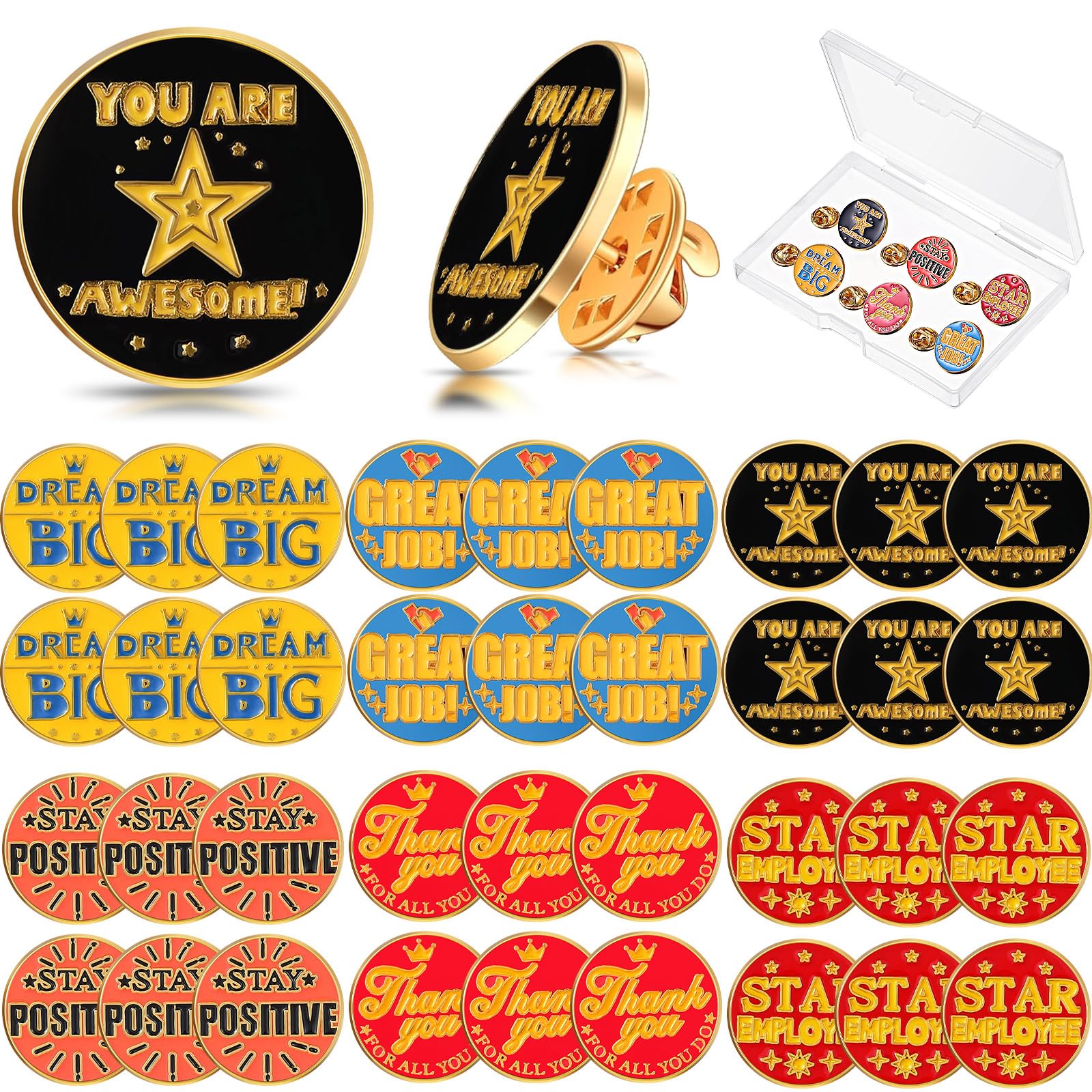 Jadive 36 Pcs Employee Appreciation Gifts Lapel Pin Bulk Staff Appreciation Gifts Recognition Pins with a Box for Staff Carers Coworker Volunteer Teacher Nurse