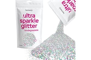 Hemway Ultra Sparkle Eco Friendly Biodegradable Glitter 100g - Silver Holographic | Chunky Plant-Based Metallic Flakes for Ar