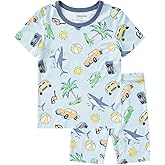 pureborn Toddler Little Kids Viscose From Bamboo Pajamas Set Short Sleeve Pjs Snug Fit Sleepwear 2pcs