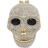 Boutique De FGG Skull Crystal Clutch Purse for Women Formal Rhinestone Clutch Evening Bag Halloween Minaudiere Handbag,Mini