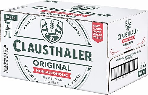 Clausthaler Original Alcohol Free Beer - Case 24 x 330ml, <0.5% Bottles | Lager | Vegan, Low Calorie | Ingredients: water, barley, malt & hops