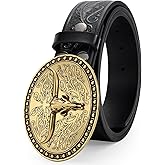 JASGOOD Mens Western Cowboy Belt Buckles for Men,1.5" Wide Genuine Leather Belt Cowgirl Mens Leather Belt for Jeans