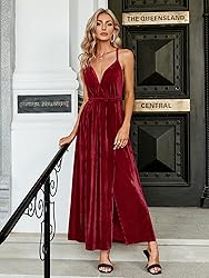 Simplee Women's Velvet V Neck Sleeveless Strap