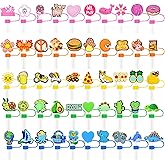 Bulk 10mm Colorful Straw Covers, 50pcs Lot of Cute Different Straw Toppers, Dust-proof and Reusable,Compatible with 30/40 Oz Drinking Tumbler Party Favors Gifts
