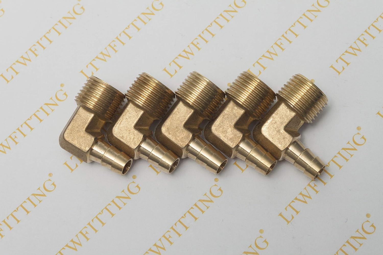 LTWFITTING 90 Deg Elbow Brass Barb Fitting 1/2-Inch Male BSPT x 10mm ID Hose(Pack of 5), 10mm ID Hose x 1/2" Male BSPT - Image 3