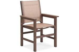 ACUEL Patio Dining Chairs, Poly Lumber Outdoor Dining Chairs with Breathable Textilene, All Weather Outdoor Chairs with Wide Seat & Armrest for Porch, Backyard, Garden Outdoor Furniture