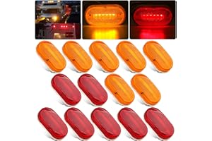 PARTSWCGG 14Pcs 4 Inch Rectangle Led Trailer Marker Lights w/Reflex Lens, 2x4 LED Trailer Clearance Side Marker Lights 6 LED Surface Mount for Truck RV Camper Motorhome Clearance Running Lights(7 Amber+ 7 Red)