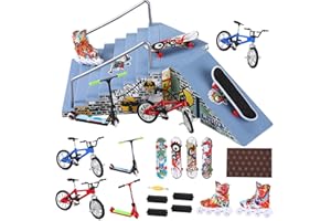Civaner Fingerboard Skatepark Set 24 Pcs Mini Finger Toy with Finger Skateboards Ramp, Finger Bikes, Finger Scooter, Finger Skates for Skate Lovers Gift