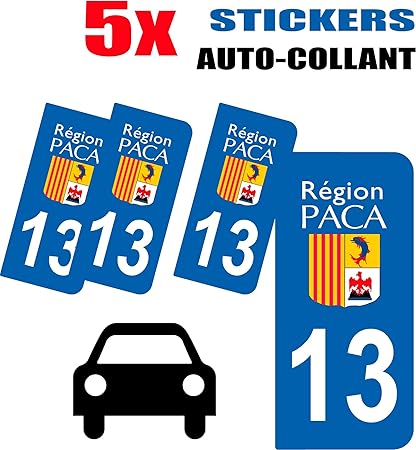 Adesivi Per Targa Auto Dipartimento 05 Alpi - Logo Regione SUD - Set Da 2, Fabbricazione Francese, 45x100 Mm - 3