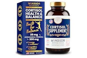 WINDSOR BOTANICALS Cortisol Supplements for Women and Men - Advanced Cortisol Reducer with Calming Ashwagandha, L-Tyrosine, Rhodiola Rosea Extract - Mood, Stress Relief, Restful Sleep Support - Non-GMO - 60 Capsules