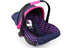 Bayer: Baby Doll Deluxe Car Seat with Canopy- Blue and Pink | Baby Dolls | Pretend | Dress up