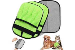 ZIYERYA 2Pcs Pet Hair Removal Gloves for Cats & Dogs: Upgraded Five-Finger Electrostatic Magic Brush | Reusable Pet Fur Remover Glove for Laundry, Couch, Carpet, Car Seats, Furniture & Clothing (Neon Green)