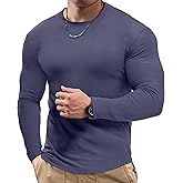 JMIERR Mens Muscle Shirt Slim Fitted Long Sleeve Anti-Wrinkle Casual Workout Gym T Shirts Crewneck