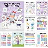 Bible Posters for Kids Classroom, Thick Sunday School Decor Faith Building | Books of the Bible Verse Poster, 10 Commandments, Fruits of the Spirit &amp; More, Christian Study Home Wall Decor 9PCS 11x14in