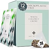 Art of Tea | Organic White Coconut Crème | 12 Count Eco Friendly Sampler Box Assortment | Premium Caffeinated Organic White T