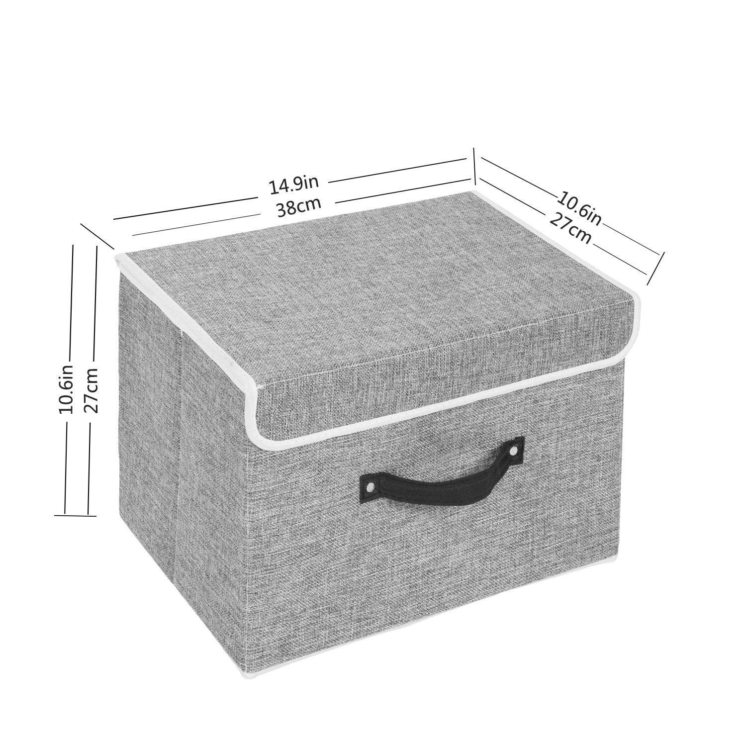 EZ GENERATION Storage Bins Set, Storage Baskets Pack of 2 Foldable Storage Boxes Cubes with Lids, Fabric Storage Bin Organizer Collapsible Box Containers for Nursery,Closet,Bedroom,Home(Light Gray)