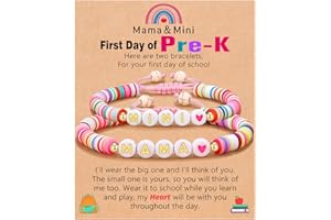 UNGENT THEM First Day of School Gift for Mom Daughter, Mama and Mini Back to School Bracelets