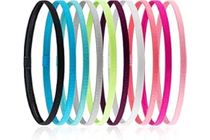 TENGFENG Girls Sport Headbands Non-Slip Hairband - Athletic Grip Elastic Single Skinny Sweatbands for Guide Sweat When Running Soccer Basketball Yoga Tennis Cycling 10 Pack