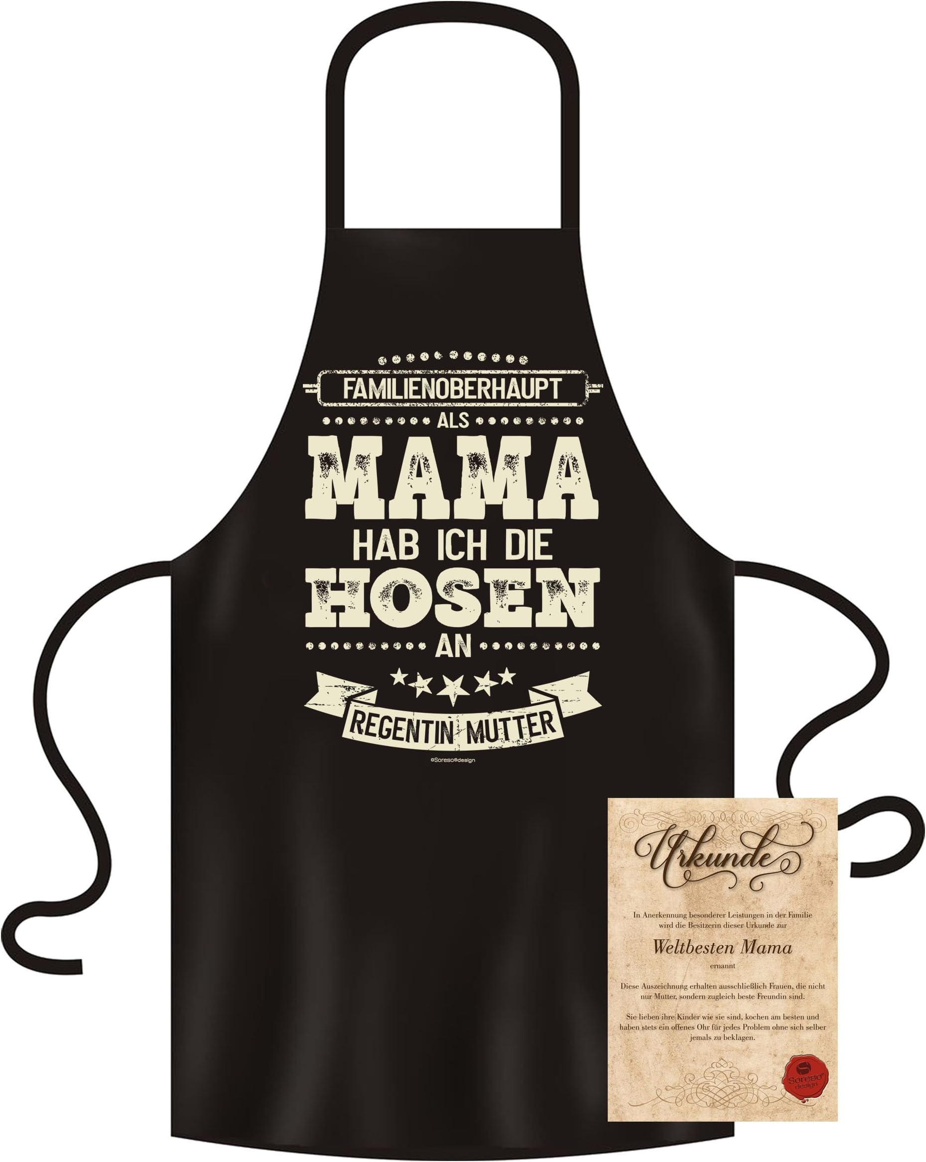 Soreso Design Mother's Day Gifts for Women Apron and Certificate Gift Deer Oh Deer Christmas Apron – (Mum You're The Trouser Color Black
