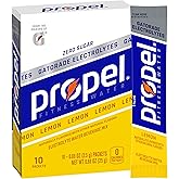 Propel Powder Packets Lemon With Electrolytes, Vitamins and No Sugar, 0.08 Oz (Pack of 10)