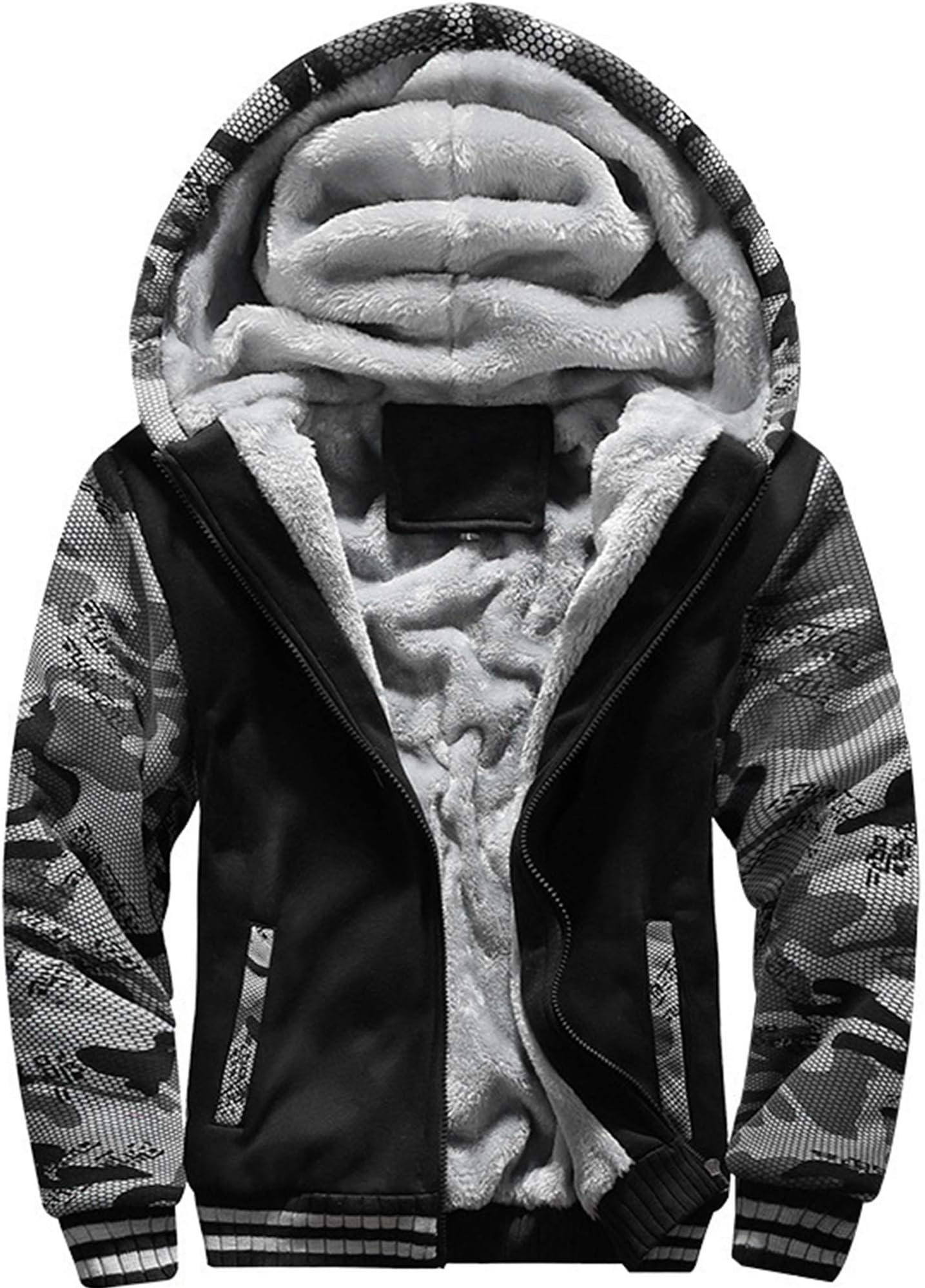 MACHLAB Men's Pullover Winter Workout Fleece Hoodie Jackets Full Zip Wool Warm Thick Coats