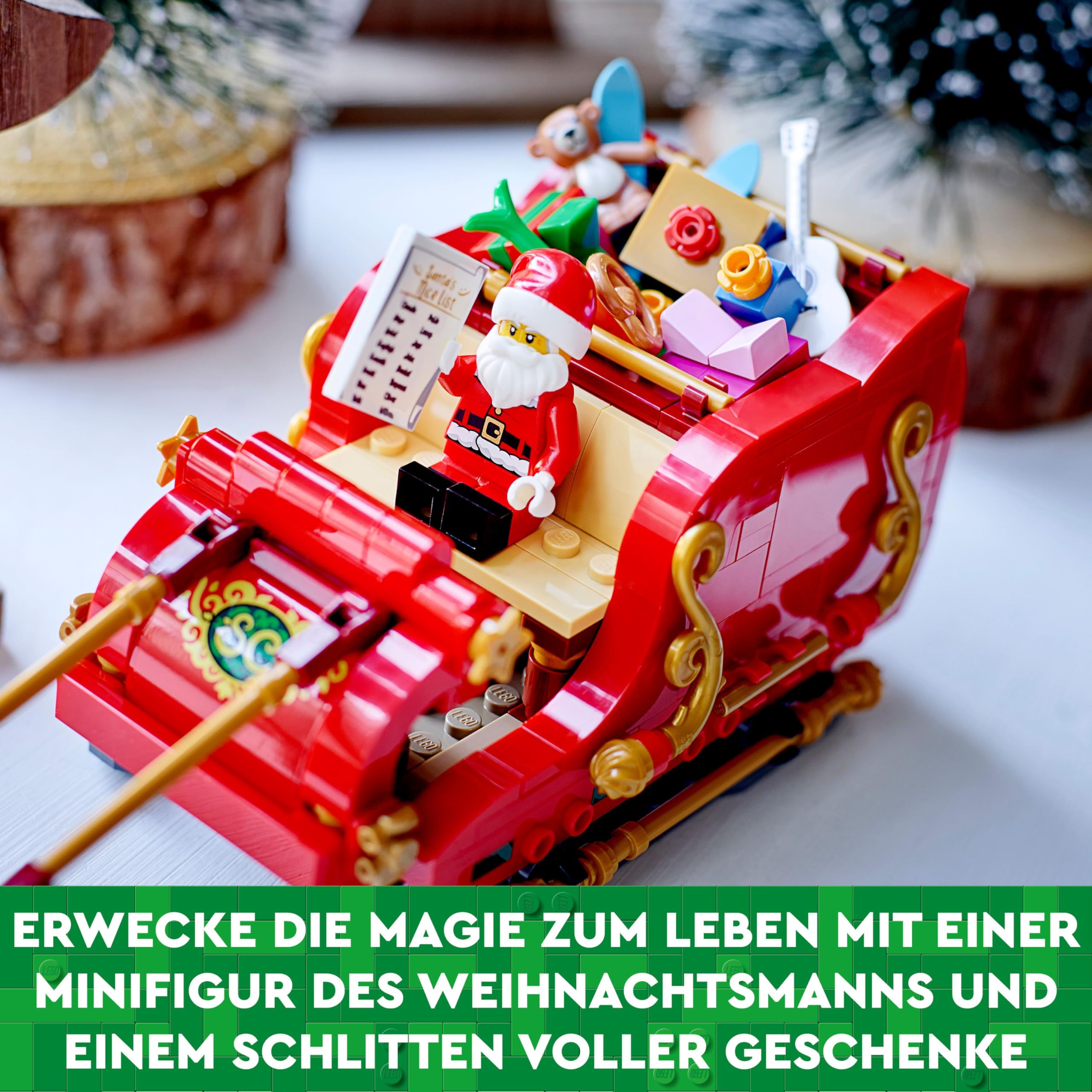 LEGO Schlitten des Weihnachtsmanns - Spielzeug für Kinder ab 9 Jahren mit Minifigur, Rentieren, Gitarre, Teddybär und Skiern - Geschenk zu Weihnachten für Jungen und Mädchen - 40499 4