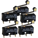 Omron SS5GL2 Microswitch 125 VAC, 5A Micro Limit Switch, Hinge Roller Momentary Snap Action (Pack of 5)